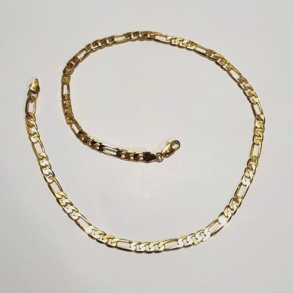 18k Gold Plated Figaro Style Chain Necklace Christmas Birthday jewelry gift New!